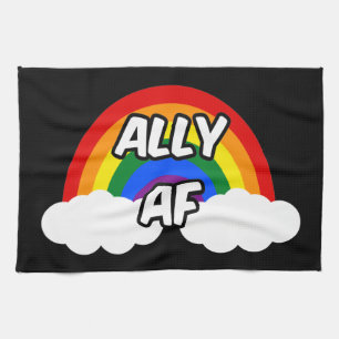 Ally AF I - LGBTQ Flag Gay Trans Queer Pride Tea Towel