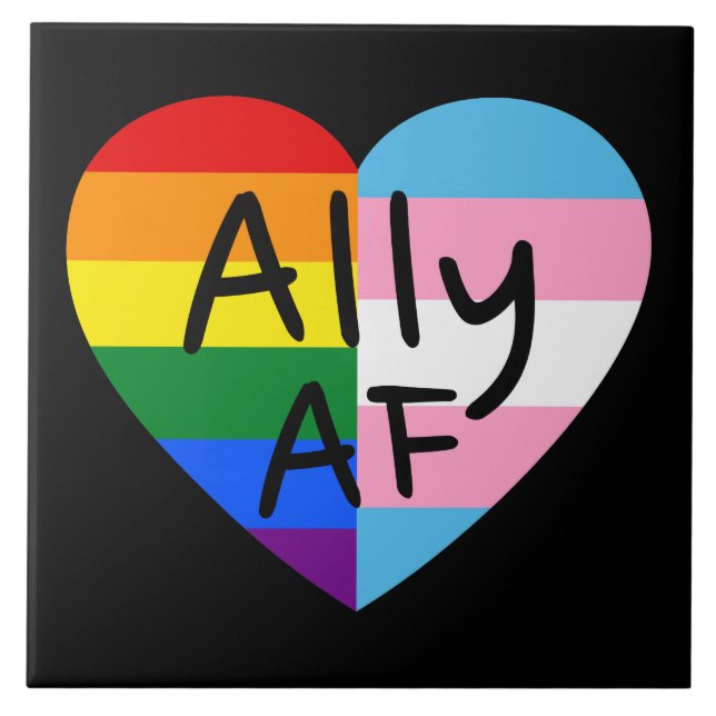 Ally AF III - LGBTQ Flag Gay Trans Queer Pride Ceramic Tile (Front)