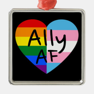 Ally AF III - LGBTQ Flag Gay Trans Queer Pride Metal Ornament