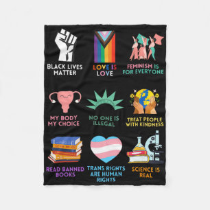 Ally Anti Trump Liberal Blm Love Is Love Nned Book Fleece Blanket