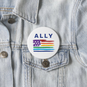 Ally Artistic Rainbow Flag 7.5 Cm Round Badge