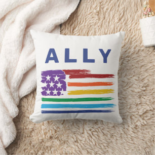 Ally Artistic Rainbow Flag Throw Pillow