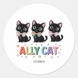 Ally Cat – Black Cat LGBTQ Pride Classic Round Sticker