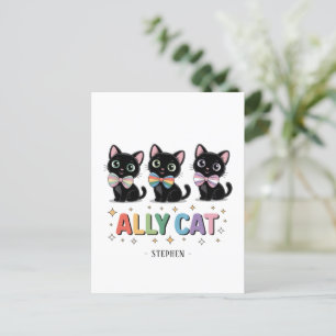 Ally Cat – Black Cat LGBTQ Pride Postcard