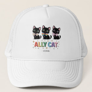 Ally Cat – Black Cat LGBTQ Pride Trucker Hat