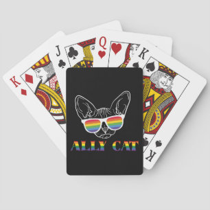 Ally Cat Cute Cat Rainbow Pride Playing Cards