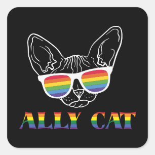 Ally Cat   Cute Cat   Rainbow   Pride Square Sticker
