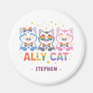 Ally Cat – Cute Colourful Cat LGBTQ Pride Magnet