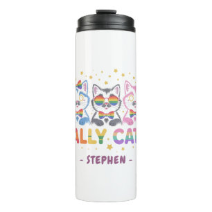 Ally Cat – Cute Colourful Cat LGBTQ Pride Thermal Tumbler