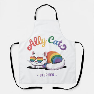 Ally Cat – Cute White Cat LGBTQ Pride (2) Apron
