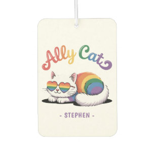 Ally Cat – Cute White Cat LGBTQ Pride (2) Car Air Freshener
