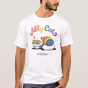 Ally Cat – Cute White Cat LGBTQ Pride (2) T-Shirt