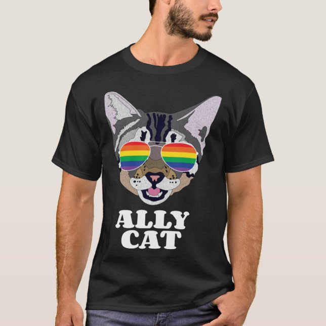 Ally Cat  Gay Pride T-Shirt (Front)