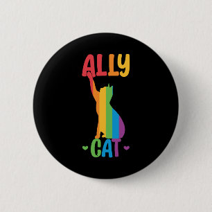 Ally cat LGBT Cat In Rainbow Ally Pride Flag 6 Cm Round Badge