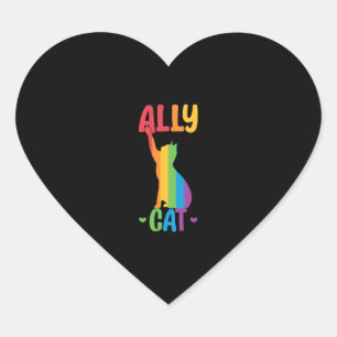 Ally cat LGBT Cat In Rainbow Ally Pride Flag Heart Sticker