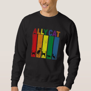 Ally Cat Lgbt Gay Rainbow Pride Flag Ally Cat Lgb Sweatshirt