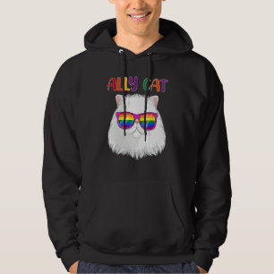Ally Cat LGBT Gay Rainbow Pride Flag Cat 3 Hoodie