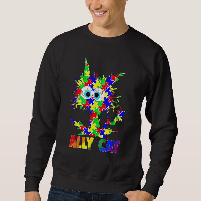 Ally Cat LGBT Gay Rainbow Pride Flag Sunflower LGB Sweatshirt (Front)