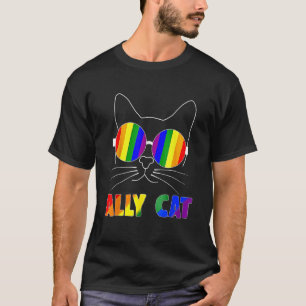 Ally Cat LGBT Gay Rainbow Pride Flag Sunflower LGB T-Shirt