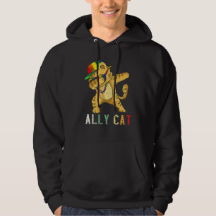 Ally Cat Lgbt Rainbow Dabbing Allies Flag Gay Prid Hoodie