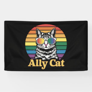 Ally Cat LGBT Rainbow Flag LGBTQ Gift Banner
