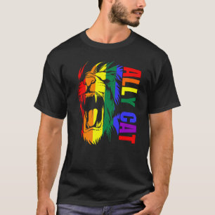 Ally Cat Lion Rainbow Gay Pride Lgbt Support Proud T-Shirt