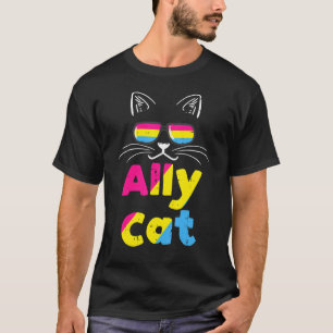 Ally Cat Pansexual Stuff Pan Lgbt Flag Gay Lesbia T-Shirt