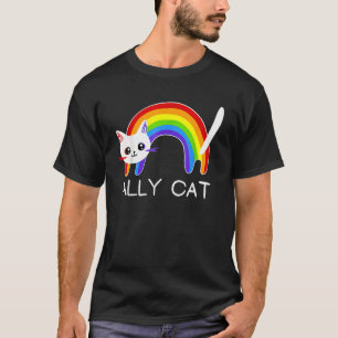 Ally Cat Pride Month Straight Ally Gay LGBT Rainbo T-Shirt
