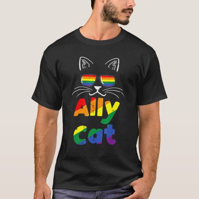 Ally Cat Pride Month Straight Ally Gay Lgbtq Lgbt  T-Shirt (Front)