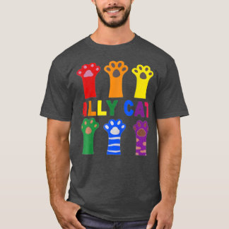Ally Cat Purride Rainbow Funny Cat Lover LGBT  T-Shirt