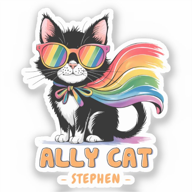 Ally Cat – Rainbow Cat LGBTQ Pride (Front)