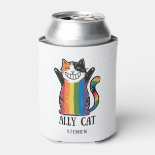 Ally Cat – Rainbow Cat LGBTQ Pride (2) Can Cooler