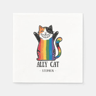 Ally Cat – Rainbow Cat LGBTQ Pride (2) Napkin