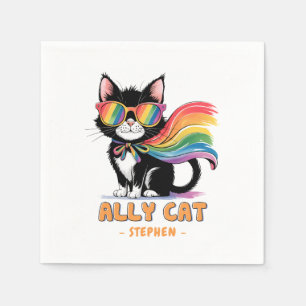 Ally Cat – Rainbow Cat LGBTQ Pride Napkin
