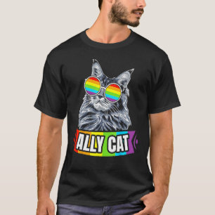 Ally Cat Rainbow LGBT LGBTQ Lesbian Gay Trans Prid T-Shirt