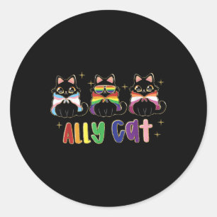 Ally Cat Rainbow Lgbt Pride Flag Gay Pride Month 2 Classic Round Sticker