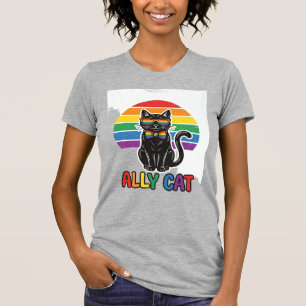 Ally Cat Rainbow Pride Vintage Cat Shirt Design_1