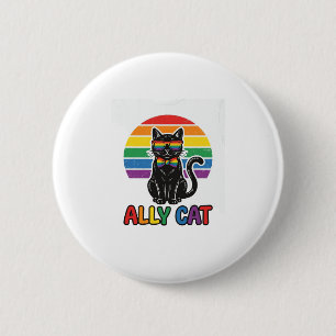 Ally Cat Rainbow Pride Vintage Cat Shirt Design_1 6 Cm Round Badge