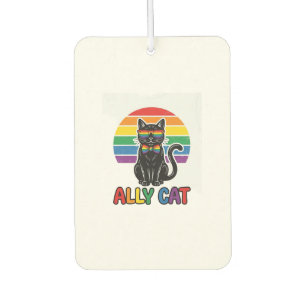 Ally Cat Rainbow Pride Vintage Cat Shirt Design_1 Car Air Freshener