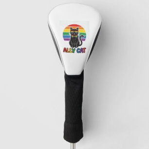 Ally Cat Rainbow Pride Vintage Cat Shirt Design_1 Golf Head Cover