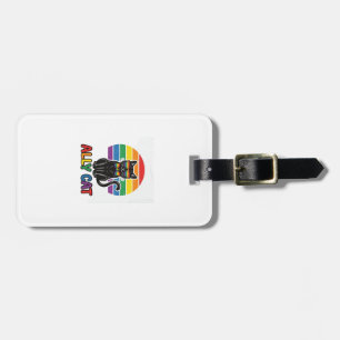 Ally Cat Rainbow Pride Vintage Cat Shirt Design_1 Luggage Tag