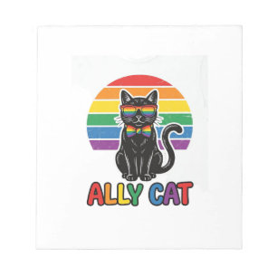 Ally Cat Rainbow Pride Vintage Cat Shirt Design_1 Notepad