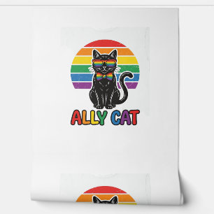 Ally Cat Rainbow Pride Vintage Cat Shirt Design_1 Wallpaper