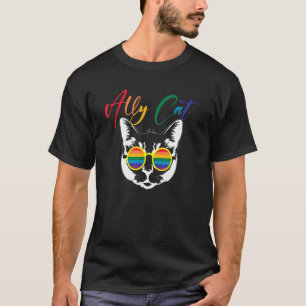 Ally Cat Rainbow Sunglasses Gay Pride T-Shirt