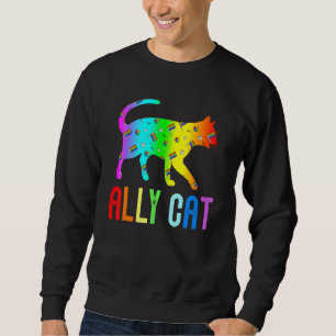 Ally Cat Rainbow Sunglasses Lgbt Gay Lesbian Pride Sweatshirt