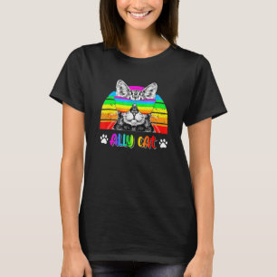 Ally Cat Rainbow Sunglasses Lgbt Gay Pride Cat T-Shirt