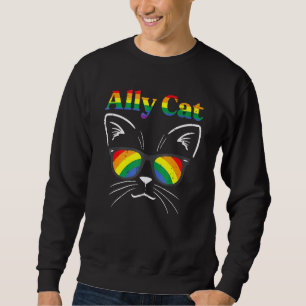 Ally Cat Rainbow Sunglasses LGBT Gay Pride Kitty A Sweatshirt