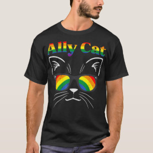 Ally Cat Sunglasses Gay Rainbow Pride LGBT Support T-Shirt