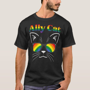 Ally Cat Sunglasses Gay Rainbow Pride Lgbt Support T-Shirt