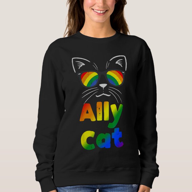 Ally Cat Transgender Trans Pride Stuff Flag Transs Sweatshirt (Front)